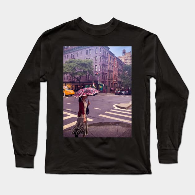 Upper West Side Girl Manhattan Street NYC Long Sleeve T-Shirt by eleonoraingrid